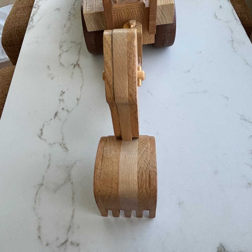 Handcrafted Wooden Excavator Backhoe Loader Heavy Equipment Construction Model - Picture 5 of 15